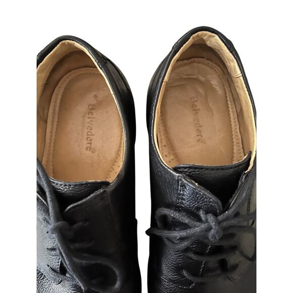 Belvedere Men 13  Studio Oxford Shoes Duke Black Leather Cap Toe Brazil Classic‎ - Picture 2 of 12